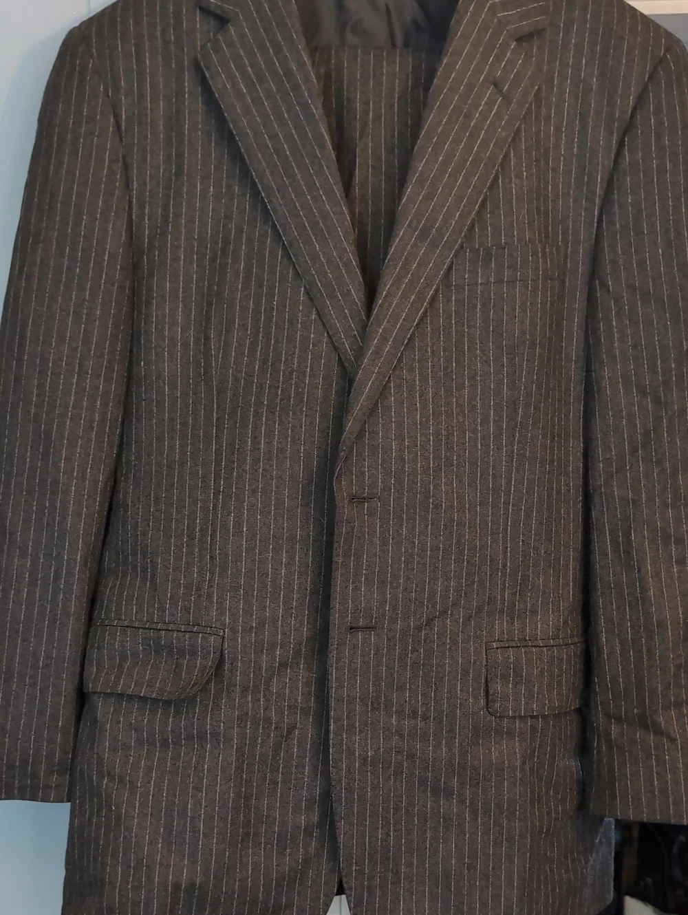 Vintage Lands' End Men's 2-Piece Suit 41R Vitale Canonico Italian Wool pinstripe